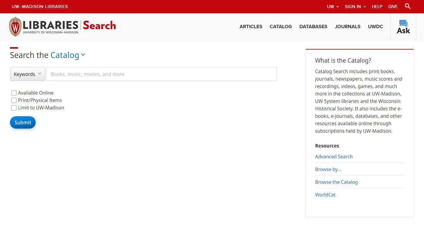 Search UW-Madison Libraries